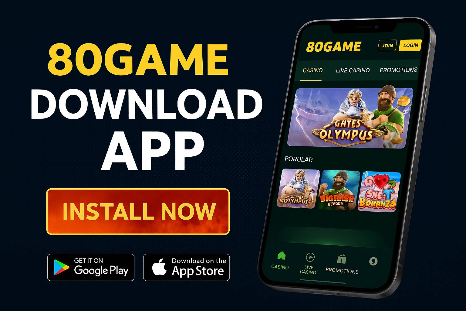 Baixar o 80GAME Cassino App