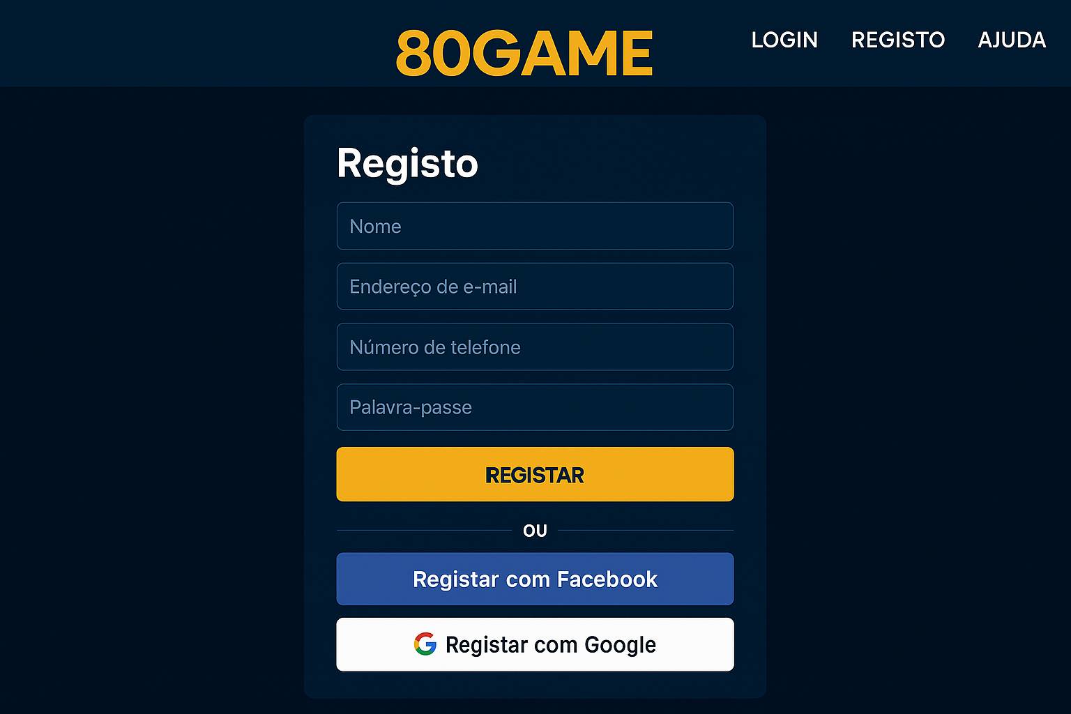 Não Perca tempo, o rRgistro na site 80GAME